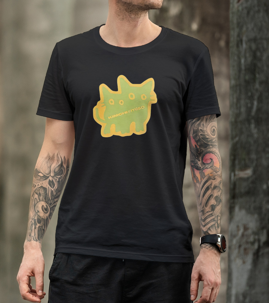 Kimchi And Miso Collection Twins Chenille Neon Cat Patch T-Shirt