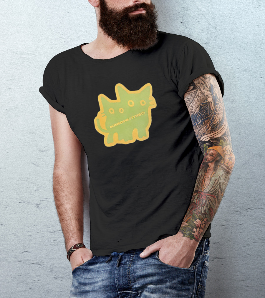 Kimchi And Miso Collection Twins Chenille Neon Cat Patch T-Shirt