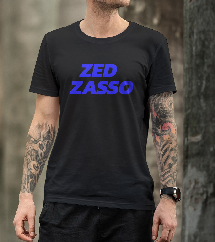 Rachel Zegler’s Zed Zasso Blue Text T-Shirt