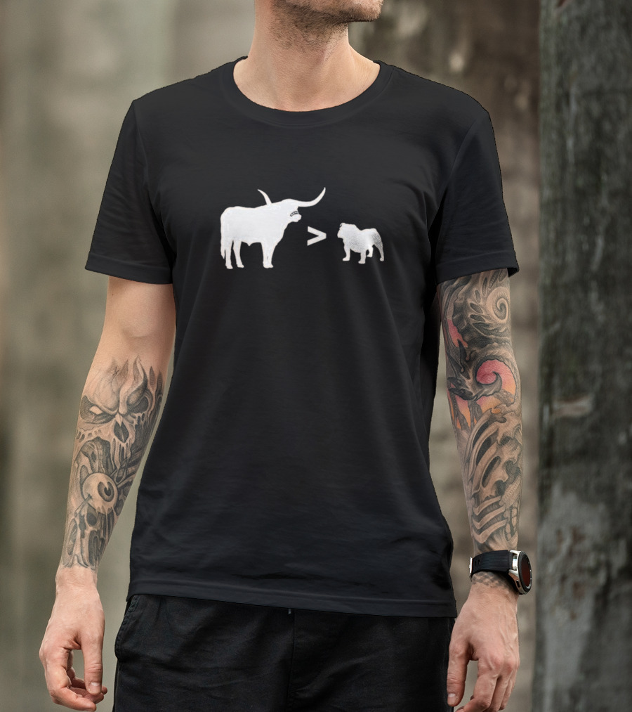 Texas Longhorns Bevo Greater Than UGA Bulldog Football Rivalry T-Shirt