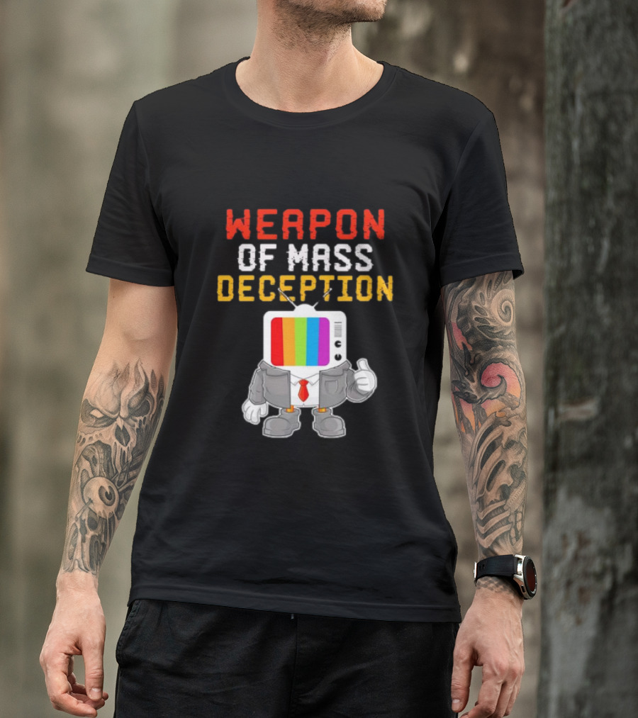 Weapon Of Mass Deception Television Cartoon In Suit With Rainbow Screen T-Shirt