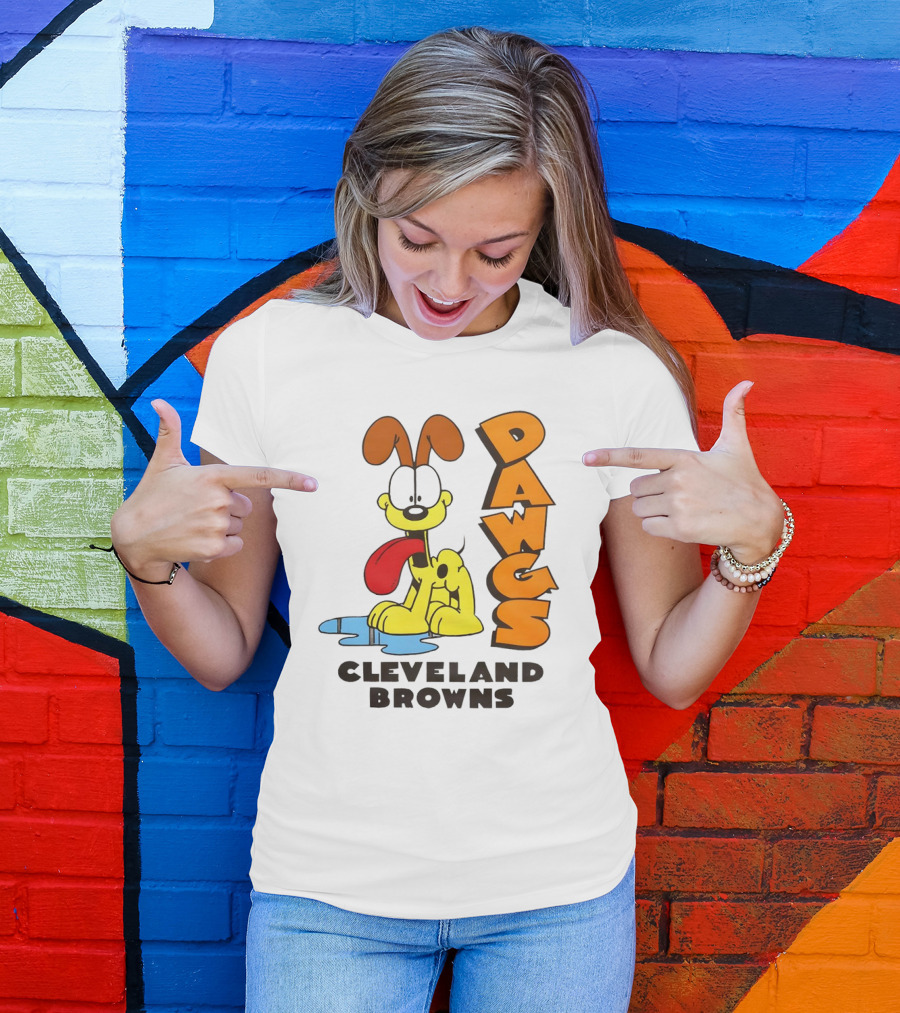 Dawgs Cleveland Browns Odie Garfield Cartoon T-Shirt