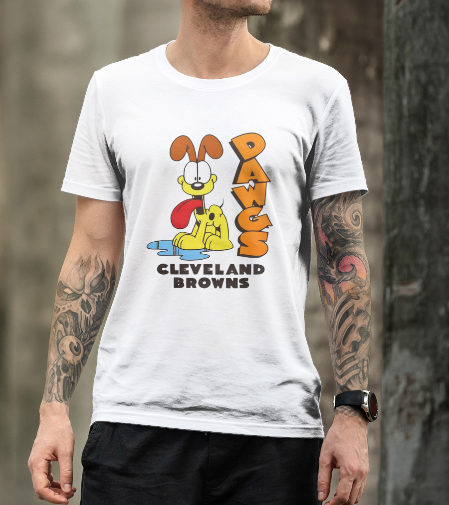 Dawgs Cleveland Browns Odie Garfield Cartoon T-Shirt