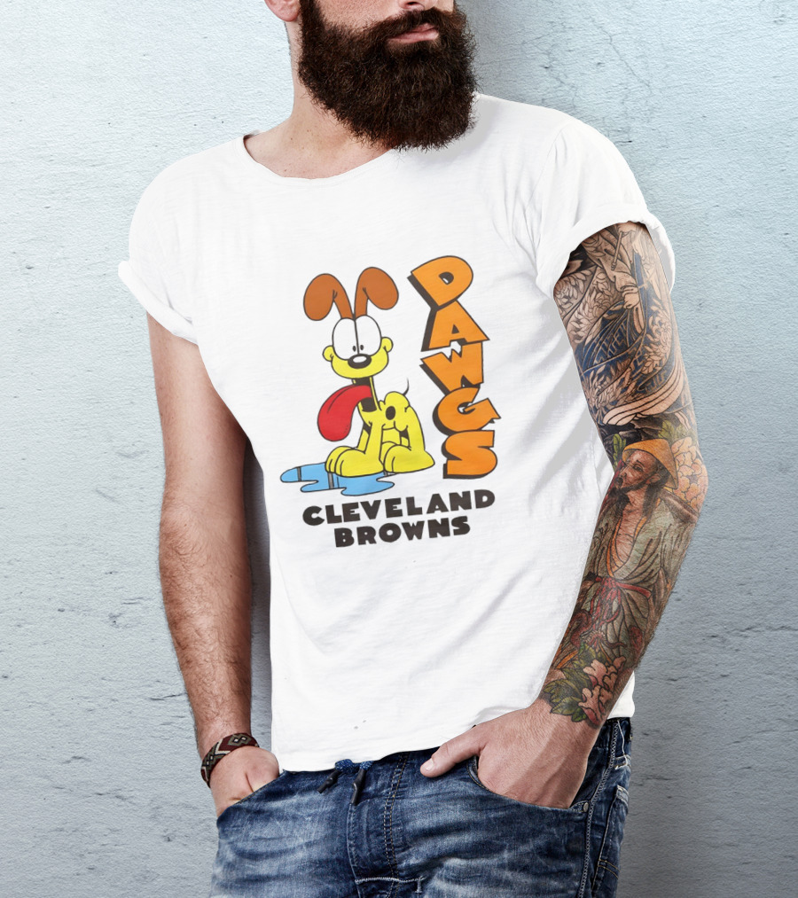 Dawgs Cleveland Browns Odie Garfield Cartoon T-Shirt