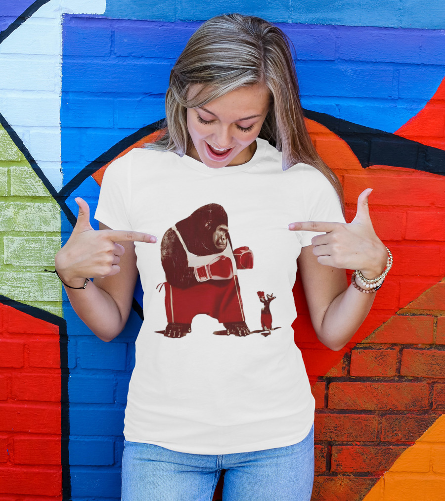 Gorilla Boxing Kangaroo Showdown In Red Boxing Gear T-Shirt