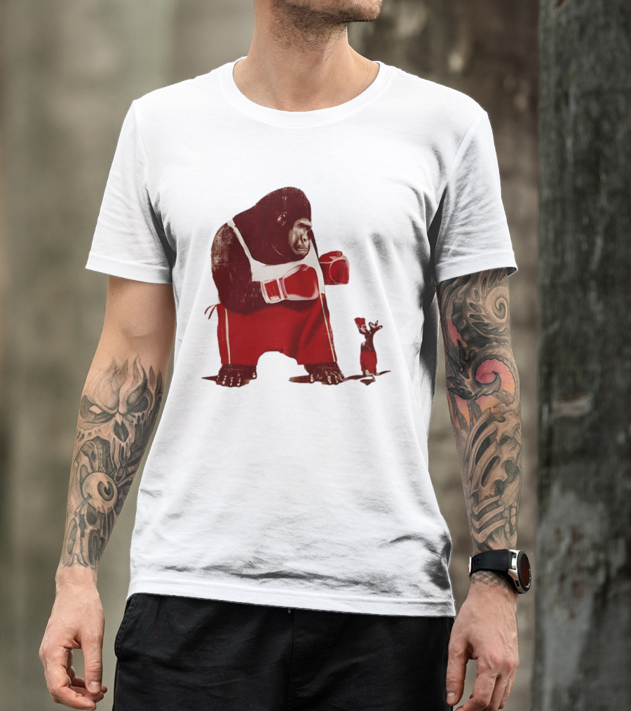Gorilla Boxing Kangaroo Showdown In Red Boxing Gear T-Shirt