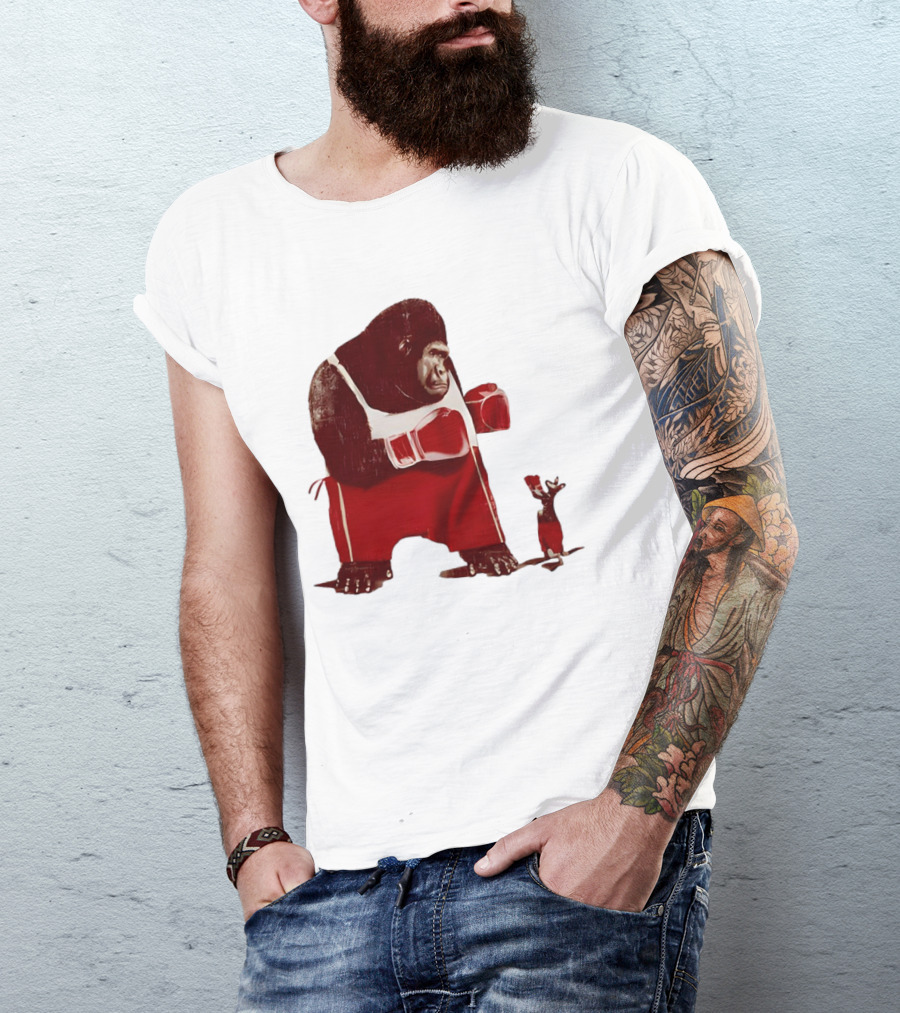Gorilla Boxing Kangaroo Showdown In Red Boxing Gear T-Shirt