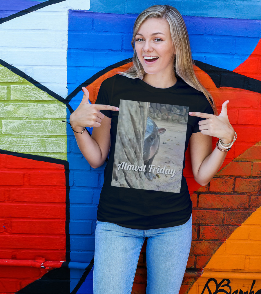 Almost Friday Peek Hippo Behind Tree T-Shirt
