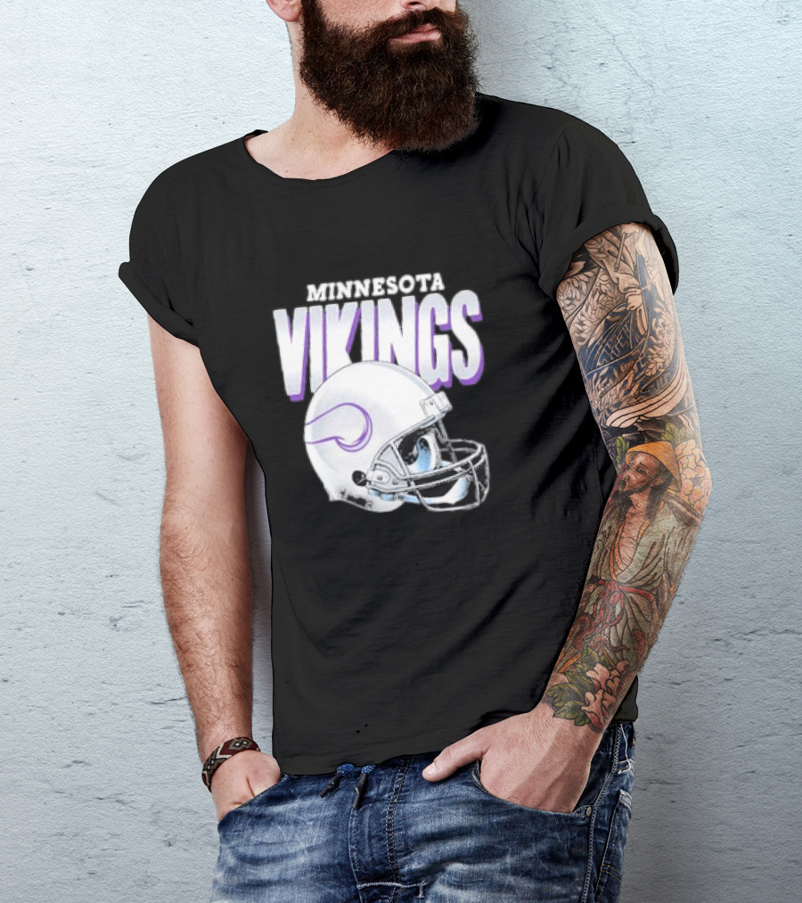 Minnesota Vikings Gradient Helmet NFL Merchandise T-Shirt