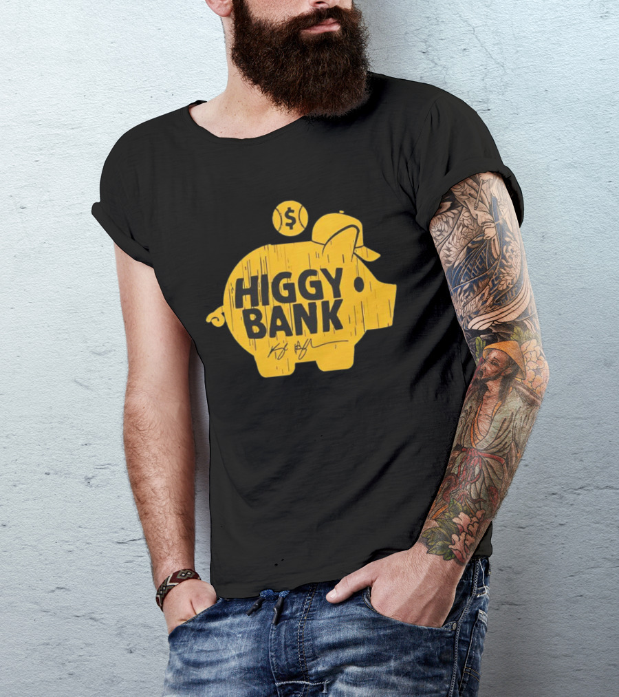 San Diego Padres Higgy Bank Kyle Higashioka Baseball Piggy Bank T-Shirt