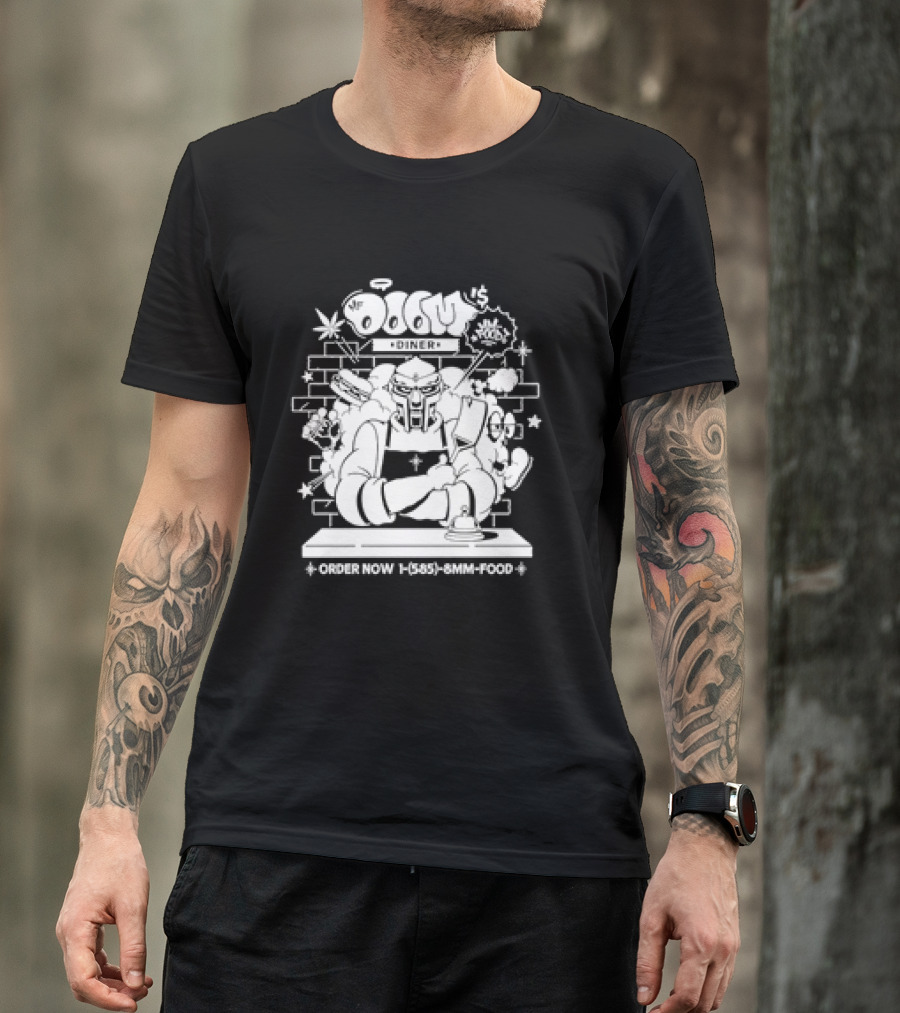 MF Doom's Diner Chef Doom Order Now Retro 585-8MM-FOOD T-Shirt