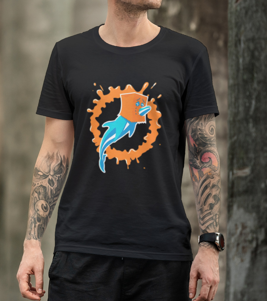 Miami Dolphins Paper Bag Dolphin Splash Logo Funny T-Shirt