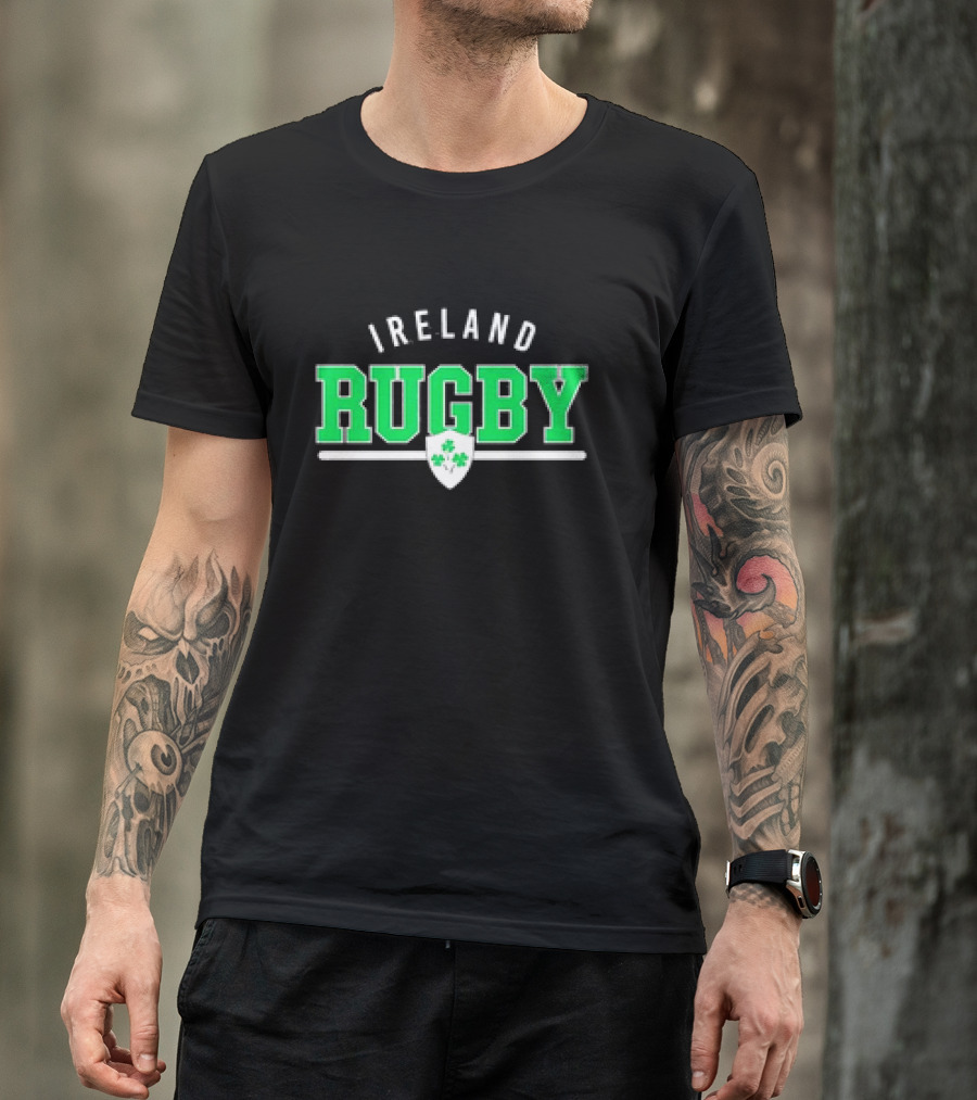 Ireland Rugby Wordmark Nations Supersoft Logo Shamrock Shield T-Shirt