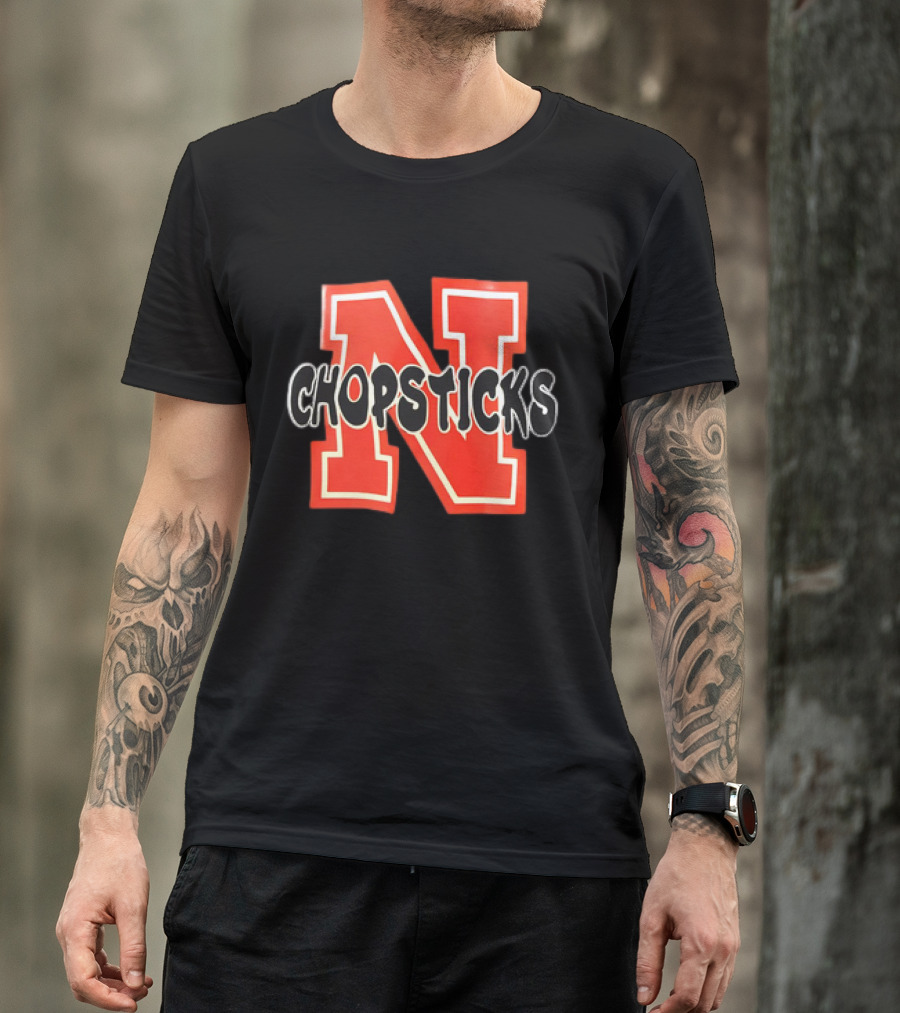 Nebraska Chopsticks Red Letter N T-Shirt
