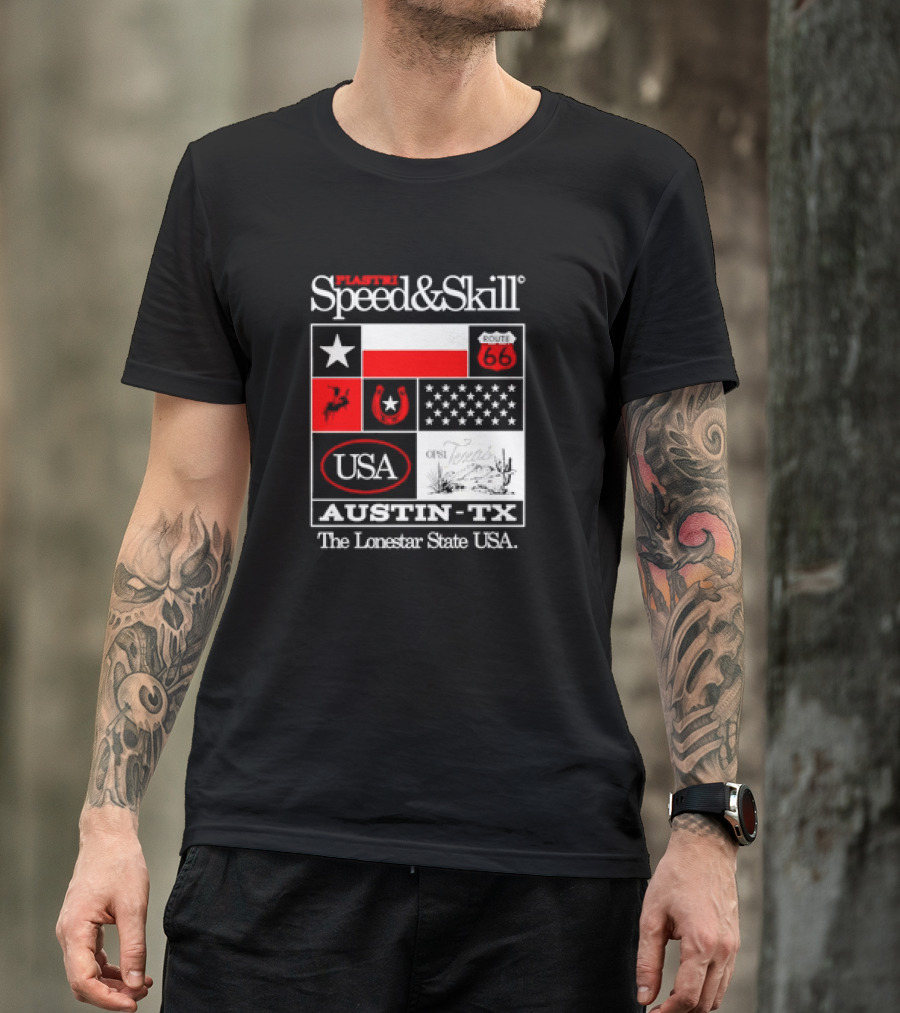 Plastr Speed And Skill Op81 Texas Route 66 Austin The Lonestar State USA T-Shirt