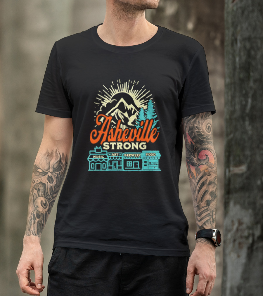 Asheville Strong Music Art Brewery Food Retro Vintage T-Shirt