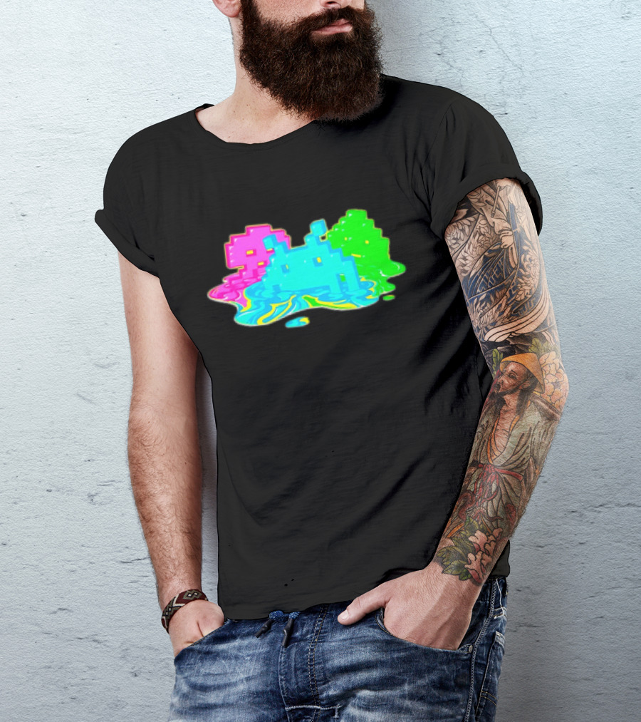 Space Invaders Melting Retro Arcade Aliens T-Shirt