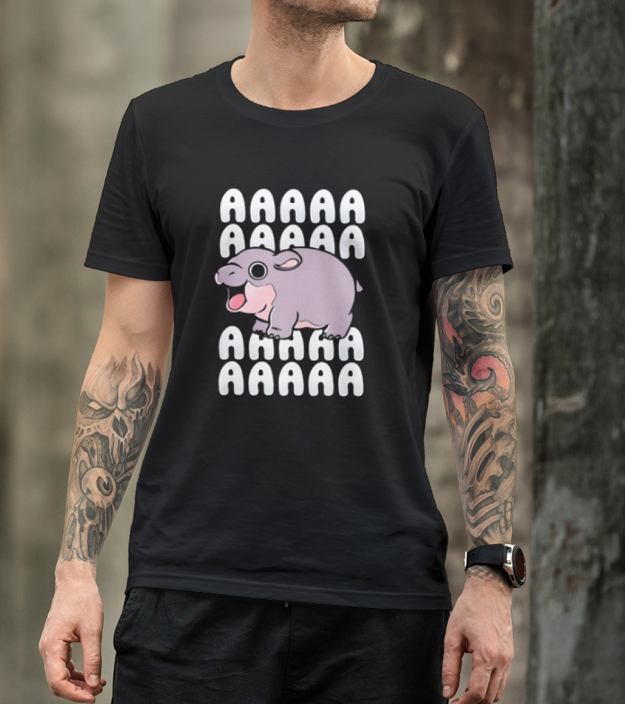 Moo Deng Screaming Hippo AAAAAAAAA Funny Hippo Meme T-Shirt