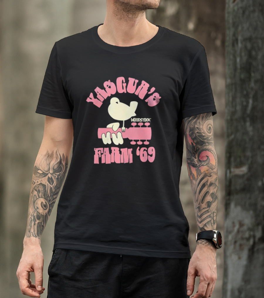 Yasgur's Woodstock 1969 Farm Guitar Peace Bird T-Shirt
