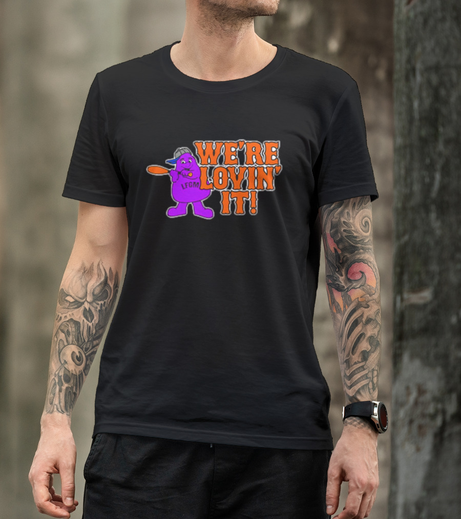 New York Mets LFGM Grimace We're Lovin' It T-Shirt