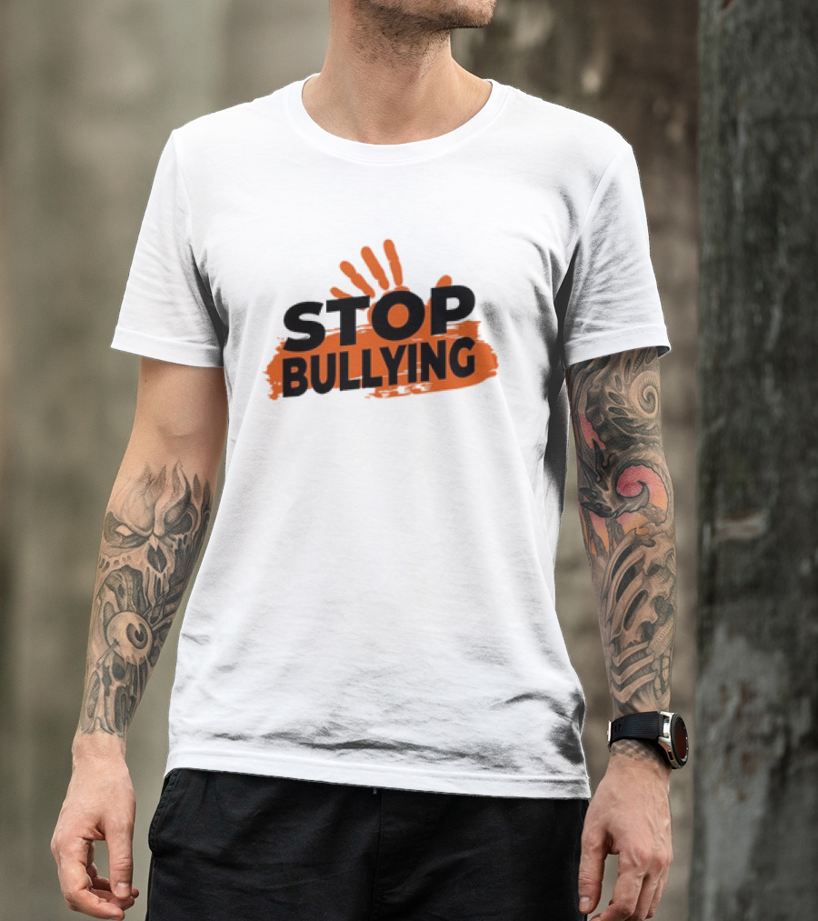 Eudy Stop Bullying Handprint Message T-Shirt
