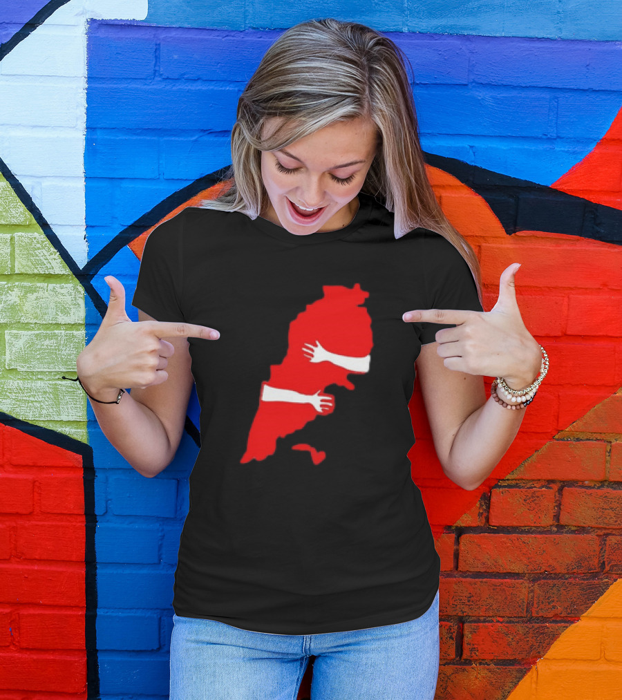 Lebanese Hug Red Map Embrace T-Shirt