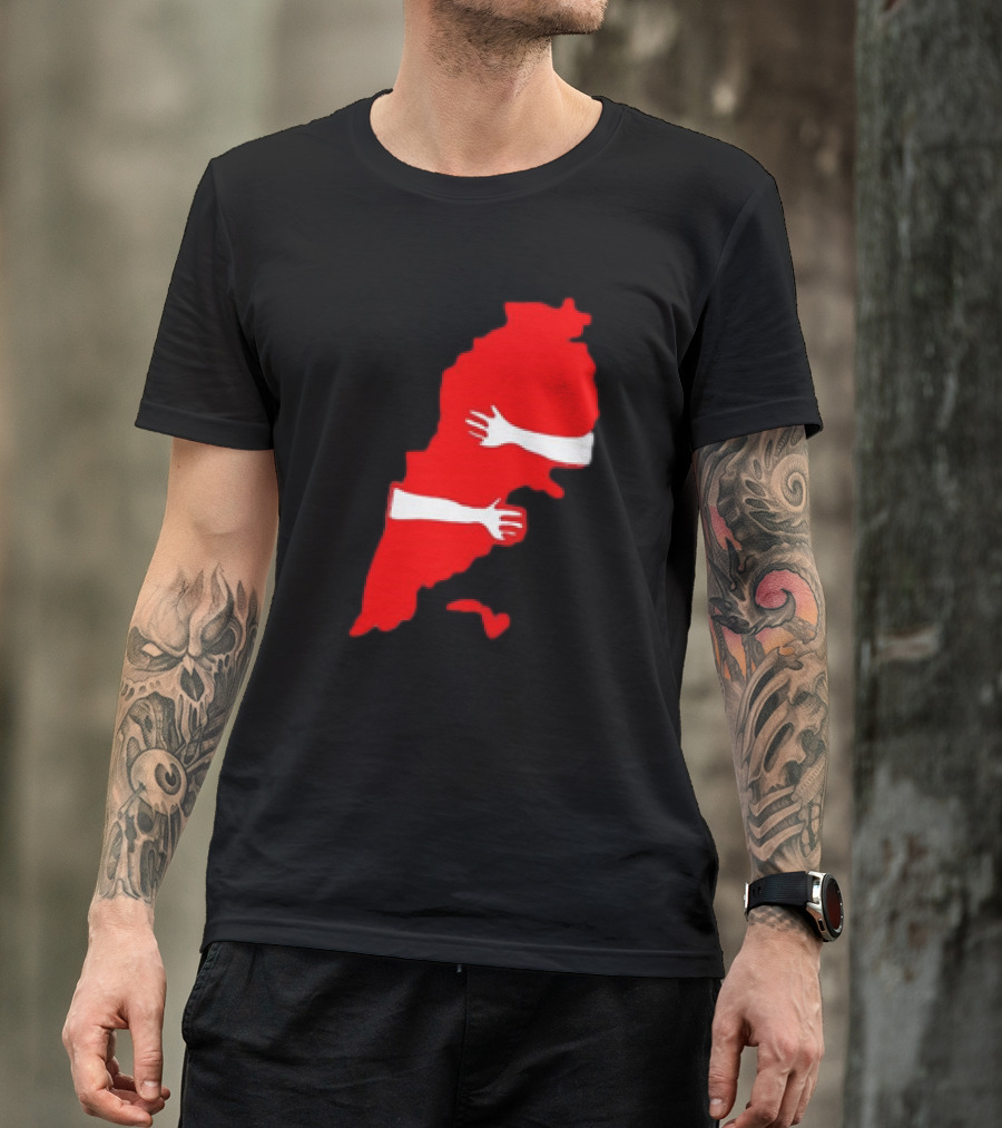 Lebanese Hug Red Map Embrace T-Shirt