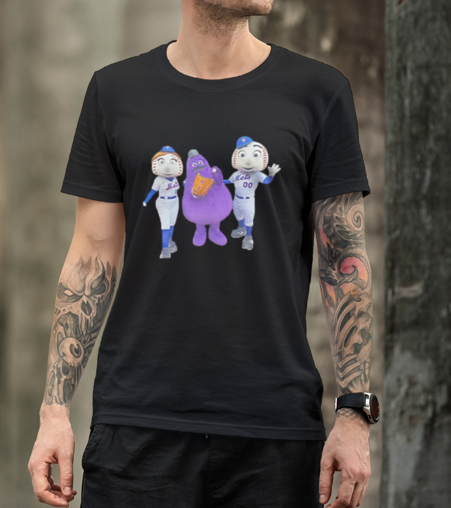 Mrs Met Grimace Mr Met Mets Baseball Characters Collaboration T-Shirt