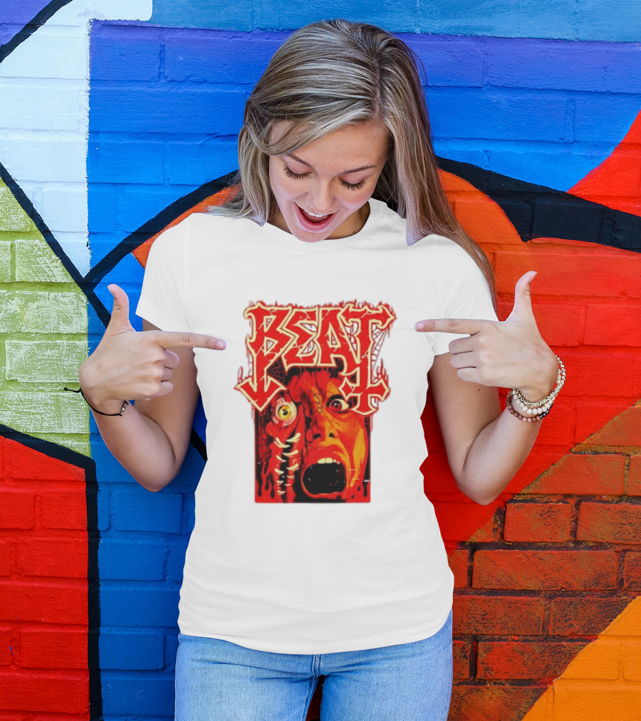 Beat Mutation Horror Zombie Face With Screaming Expression T-Shirt