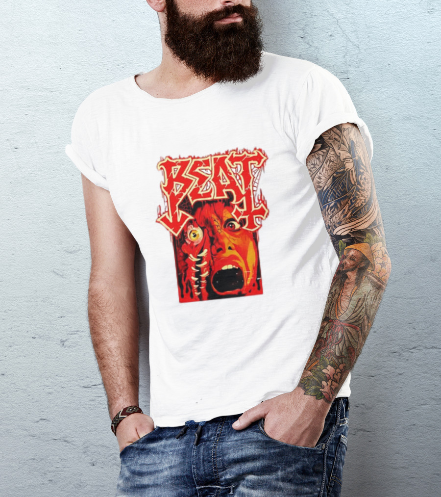 Beat Mutation Horror Zombie Face With Screaming Expression T-Shirt