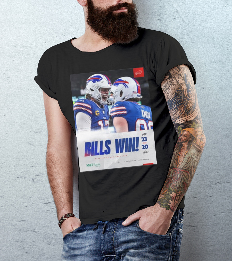 Bills Win 23-20 New York Jets NFL Victory Knox M&T Bank T-Shirt