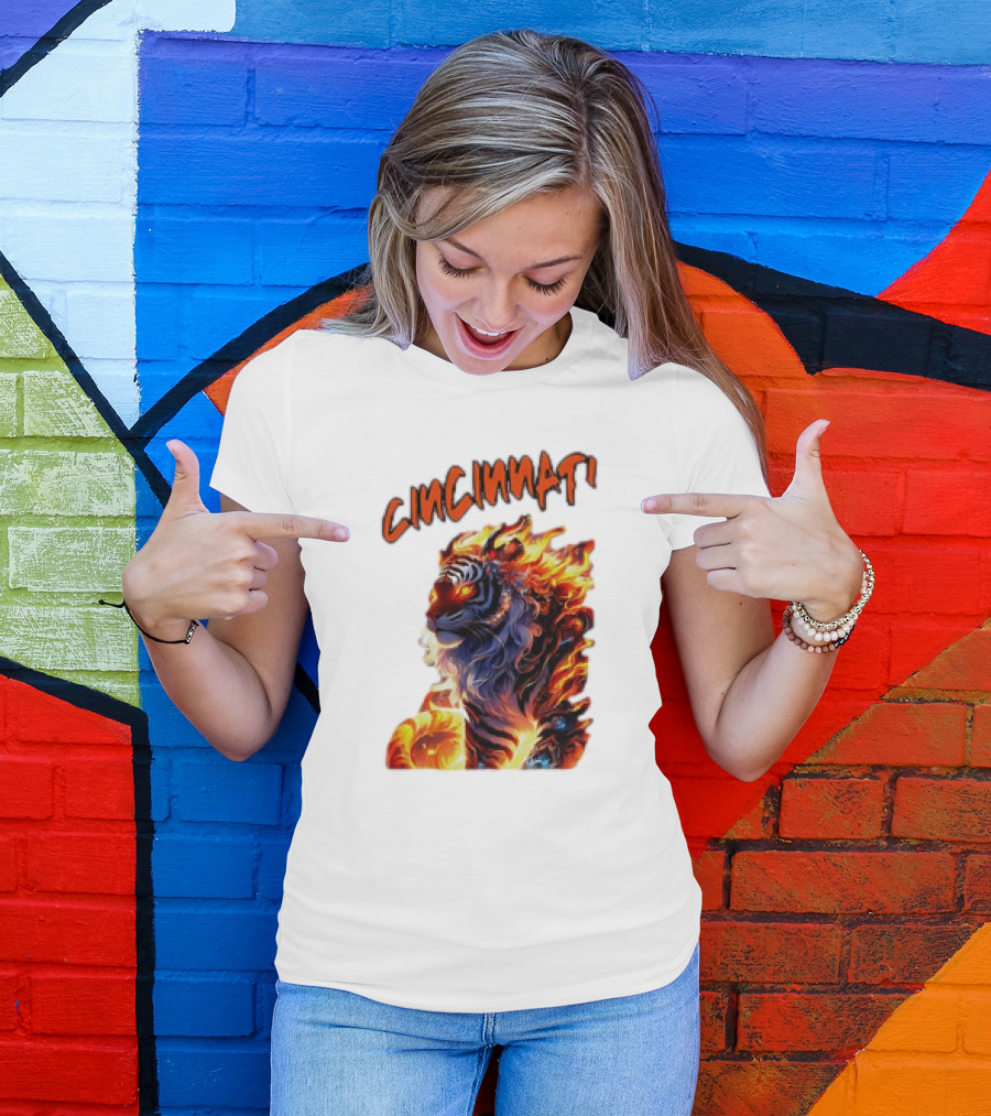 Cincinnati The Bengel’s Live Old West Football Tiger Flame T-Shirt
