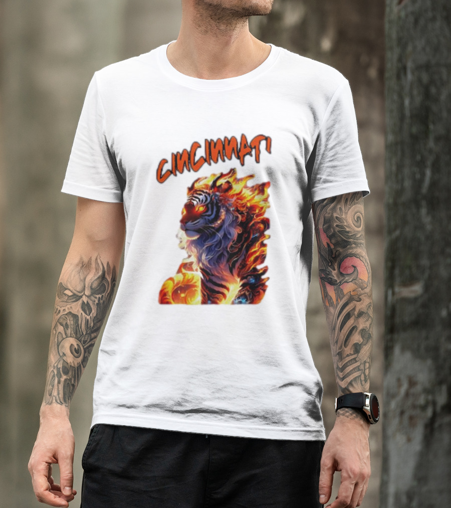 Cincinnati The Bengel’s Live Old West Football Tiger Flame T-Shirt