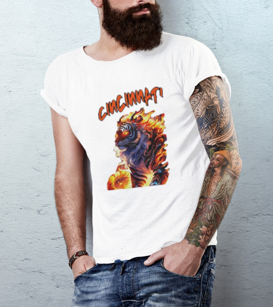 Cincinnati The Bengel’s Live Old West Football Tiger Flame T-Shirt