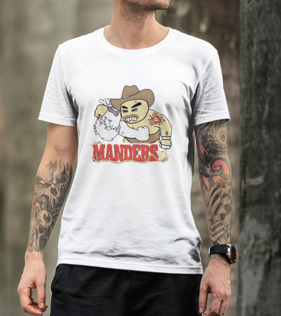 Manders Cartoon Cowboy Punching Drawing T-Shirt
