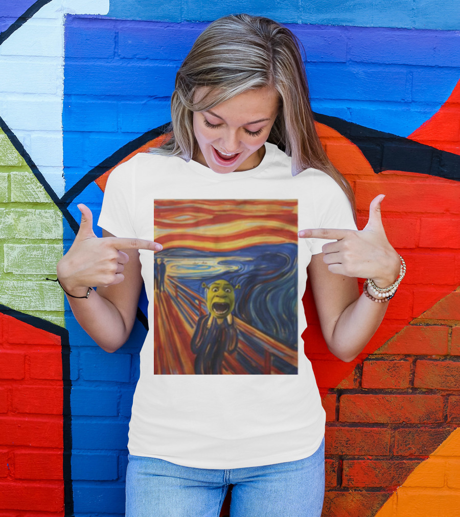 Shrek The Scream Edvard Munch Style Parody Painting T-Shirt