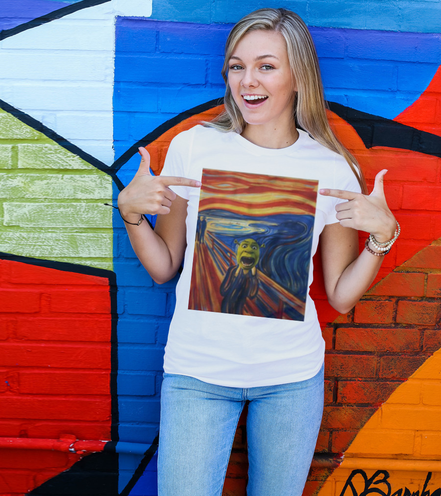 Shrek The Scream Edvard Munch Style Parody Painting T-Shirt