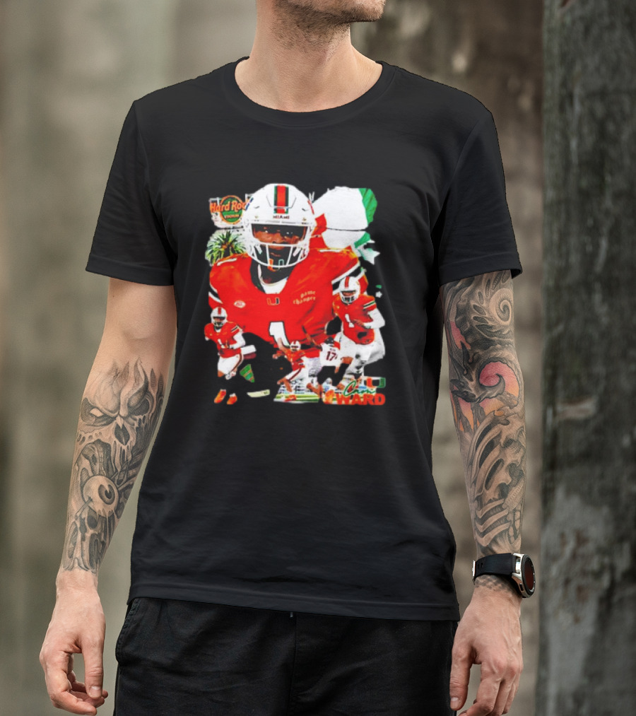 Hard Rock Stadium Miami Hurricanes Cam Ward Football Player T-Shirt