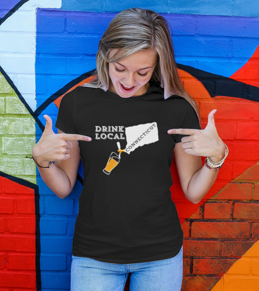 Drink Local Connecticut Map Craft Beer T-Shirt