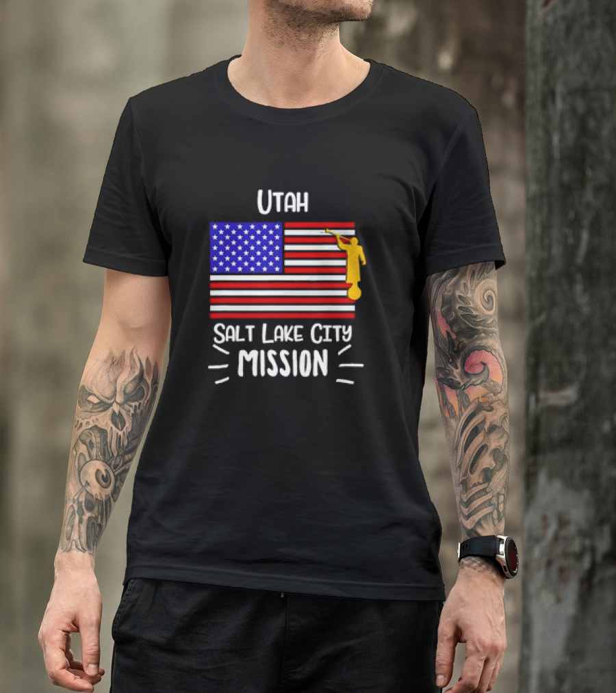 Utah Salt Lake City Mission US Flag Mormon LDS Missionary T-Shirt