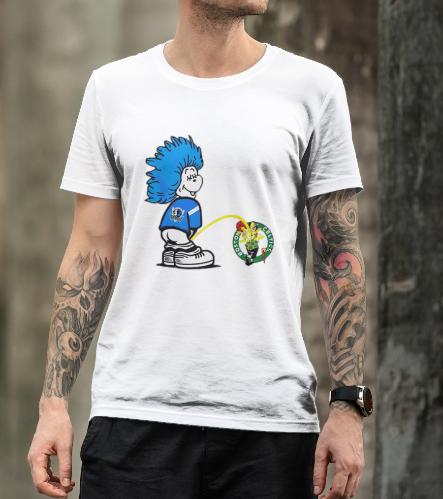 Dallas Mavericks Fan Urinating On Boston Celtics T-Shirt