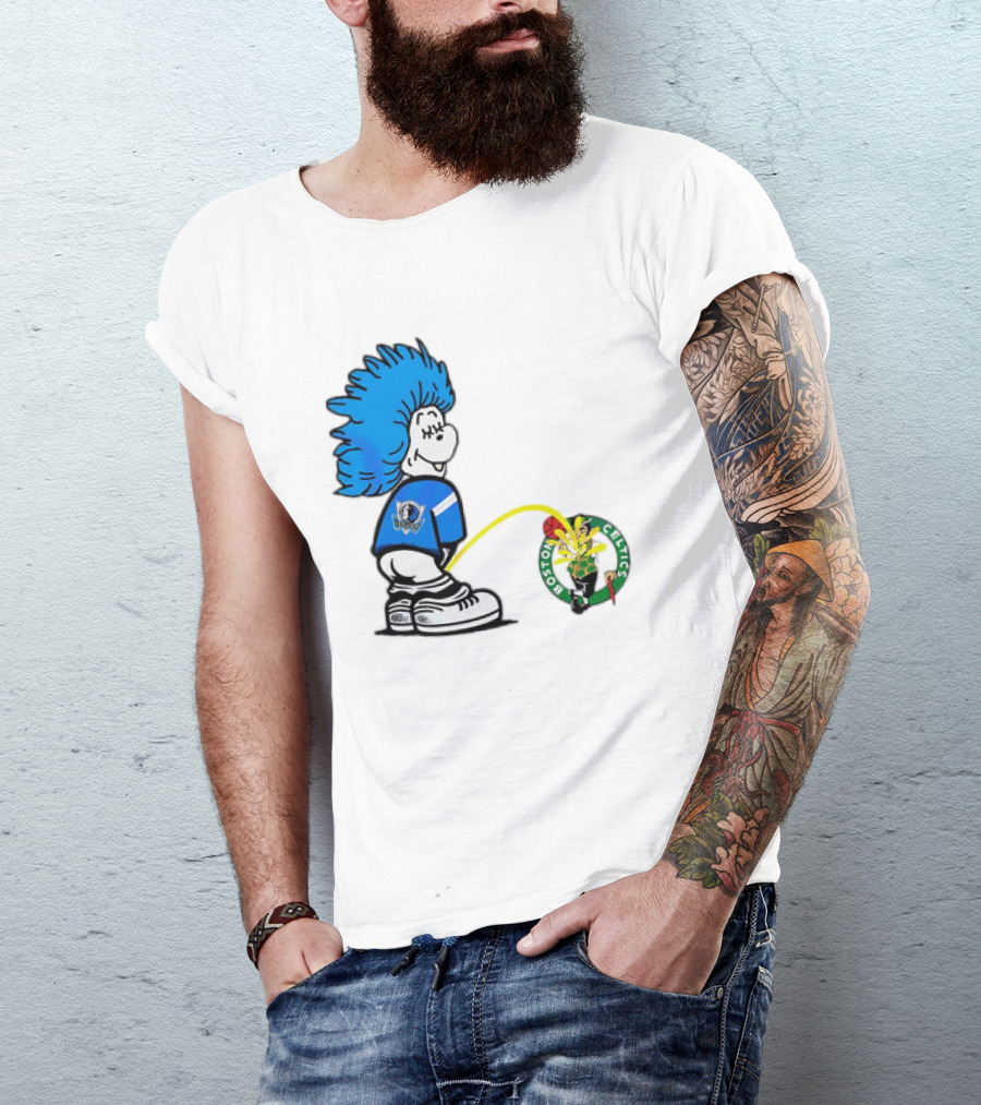 Dallas Mavericks Fan Urinating On Boston Celtics T-Shirt