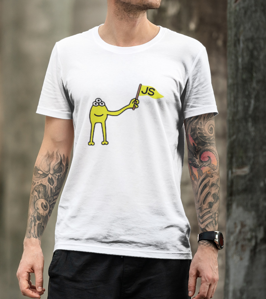 Yellow Three-Eyed Monster Waving JS Flag T-Shirt
