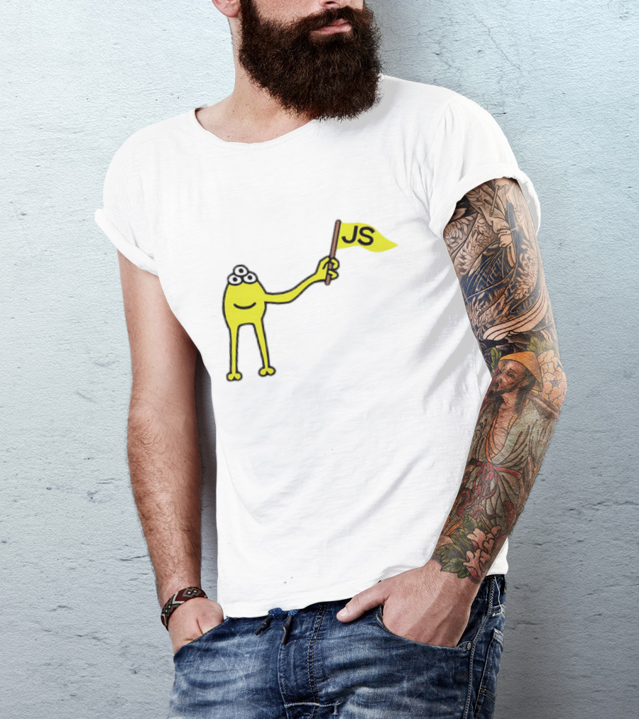 Yellow Three-Eyed Monster Waving JS Flag T-Shirt