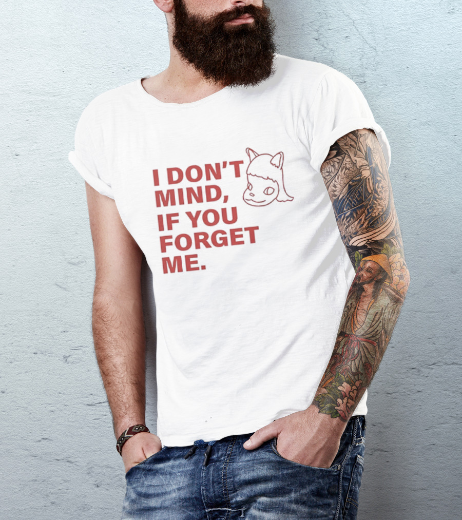 Yoshitomo Nara I Don’t Mind If You Forget Me Red Text With Character Drawing T-Shirt