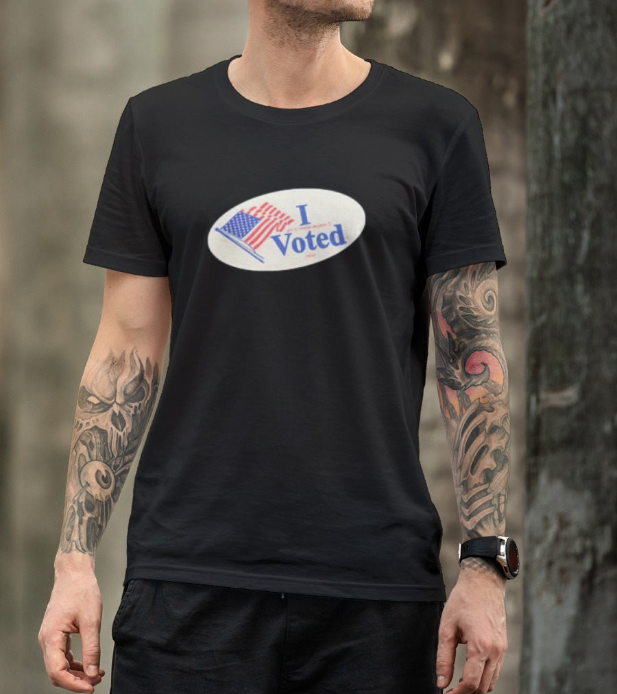 Marcus Pork I Voted Twice Trouble Sticker With American Flag T-Shirt