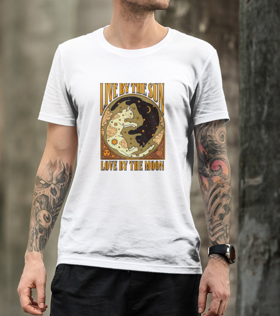 Live By The Sun Love By The Moon Retro Cats T-Shirt