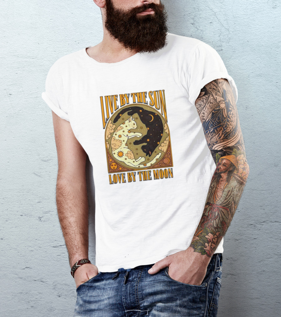 Live By The Sun Love By The Moon Retro Cats T-Shirt