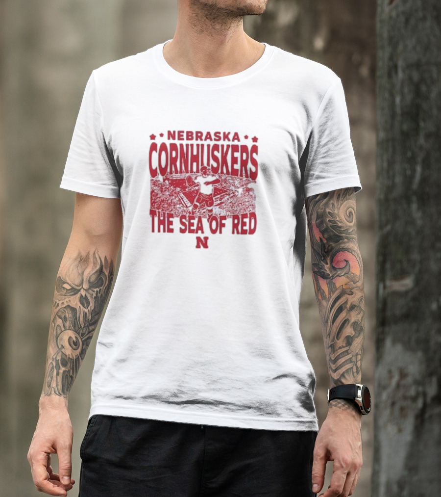 Nebraska Cornhuskers The Sea Of Red Stadium Scene T-Shirt