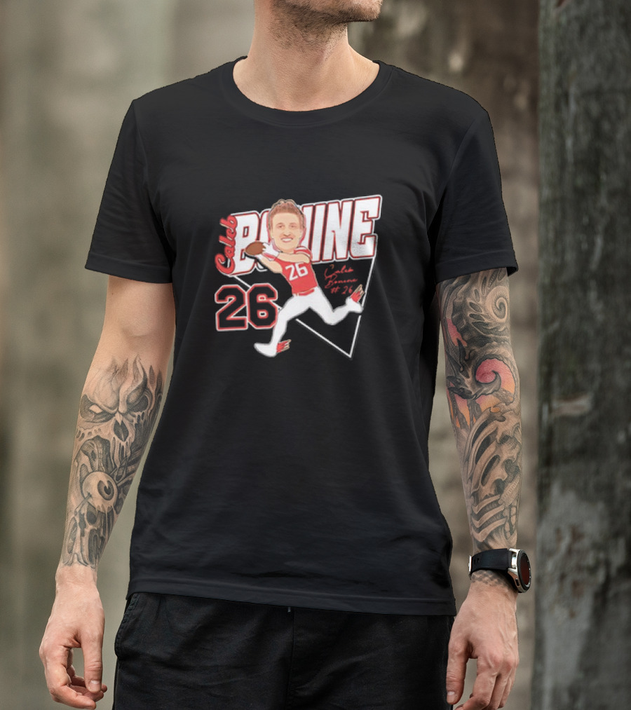 Caleb Bonine #26 Caricature Louisiana Ragin’ Cajuns Player Football T-Shirt